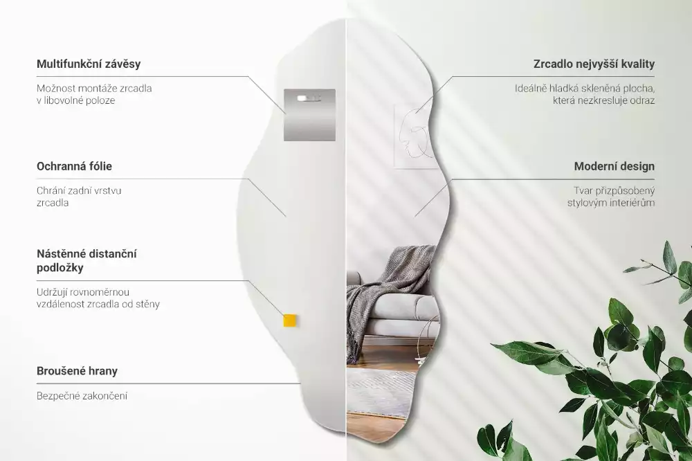 Asymetrischer spiegel originelle Wanddekoration