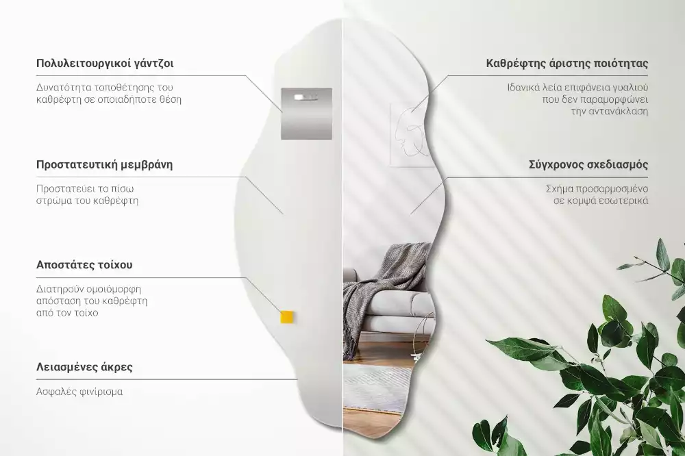 Asymetrischer spiegel originelle Wanddekoration