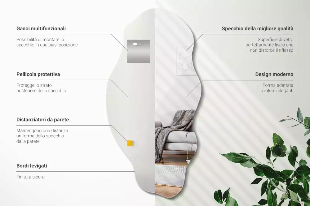 Asymetrischer spiegel originelle Wanddekoration