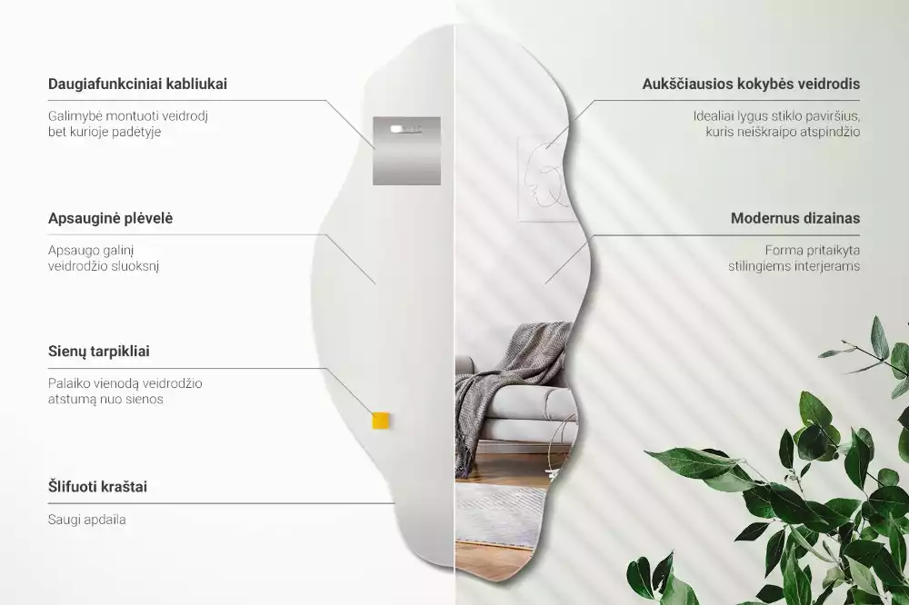 Asymetrischer spiegel originelle Wanddekoration