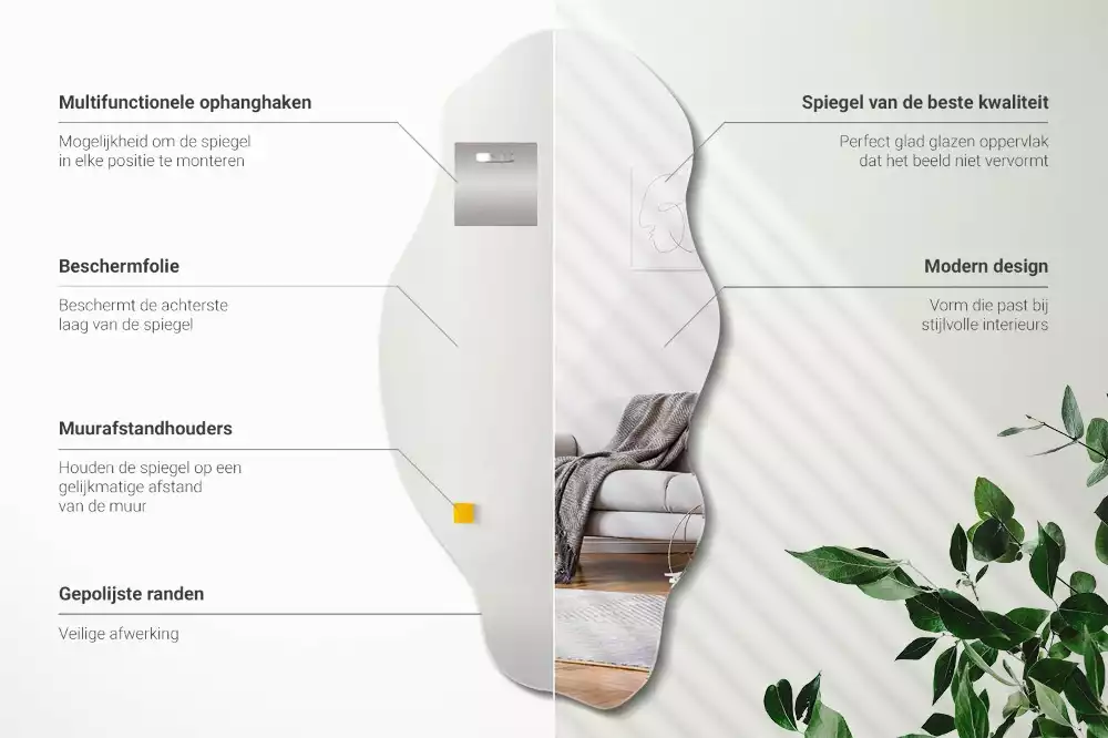 Asymetrischer spiegel originelle Wanddekoration