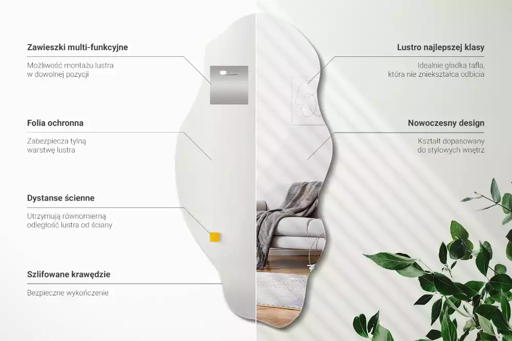 Asymetrischer spiegel originelle Wanddekoration