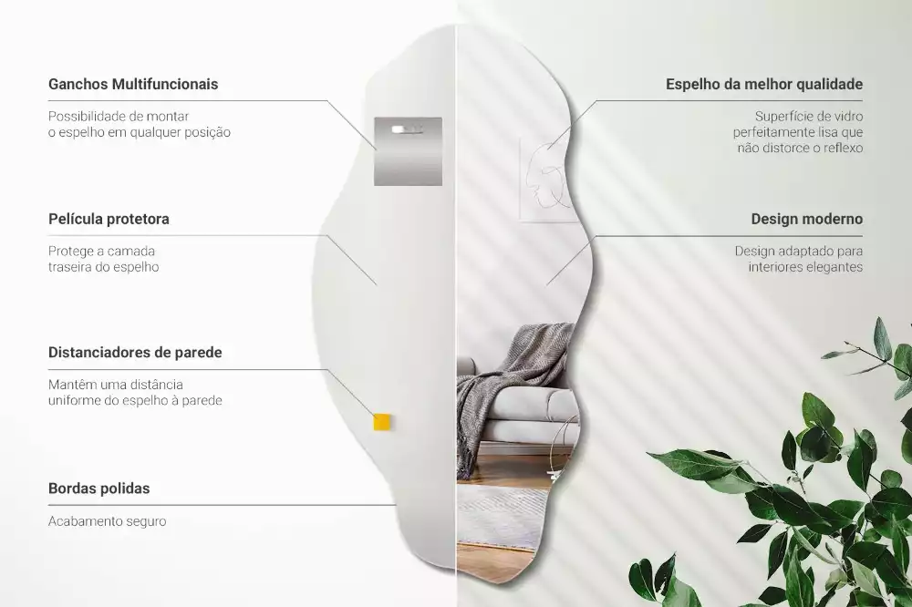 Asymetrischer spiegel originelle Wanddekoration