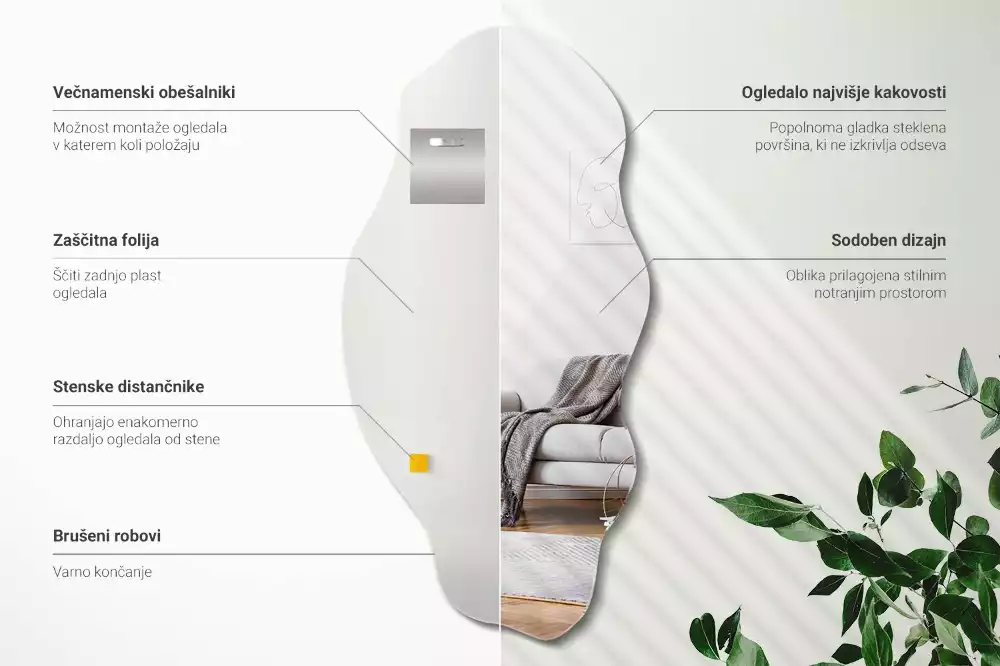 Asymetrischer spiegel originelle Wanddekoration