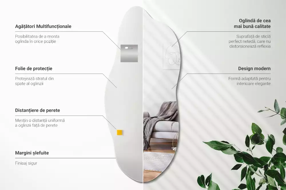 Organisch geformter Spiegel auffällige Ergänzung