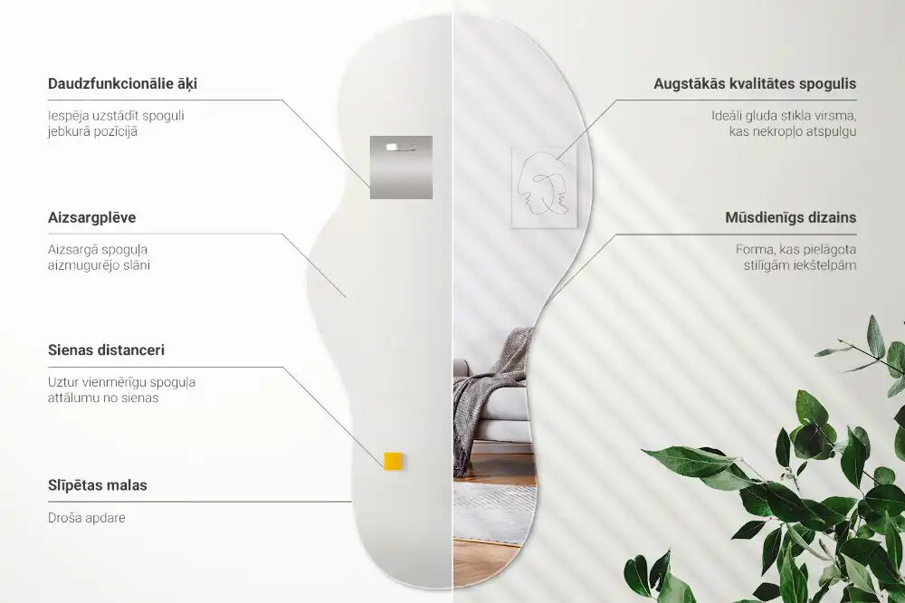 Organischer Wandspiegel in originellem Design
