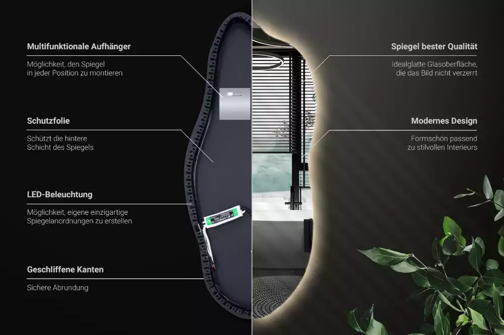 Ausgefallene spiegel mit led dekorativ