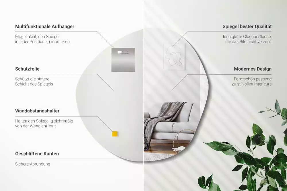 Unförmiger spiegel dekorativ