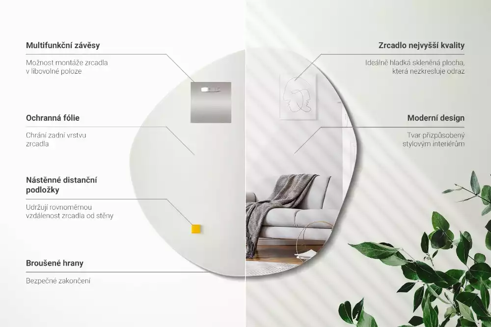 Unförmiger spiegel dekorativ