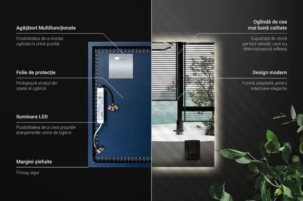 Spiegel quadratisch moderne LED