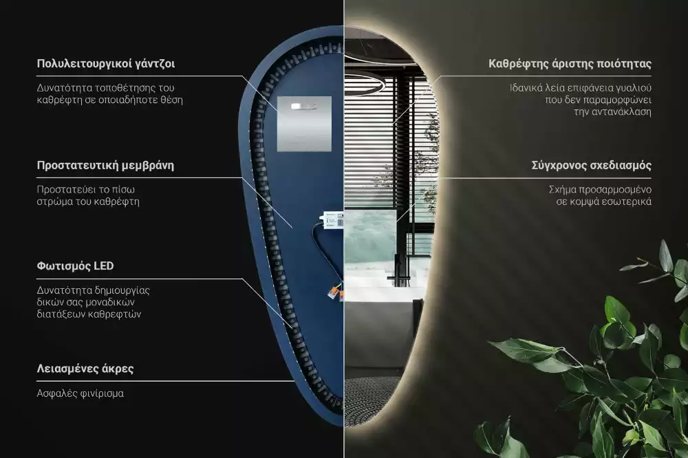 Spiegel tropfenform beleuchtet