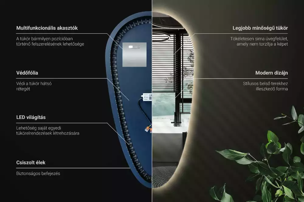 Spiegel tropfenform beleuchtet