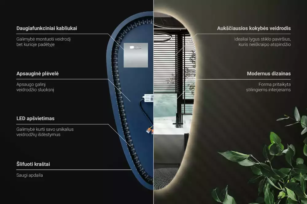 Spiegel tropfenform beleuchtet
