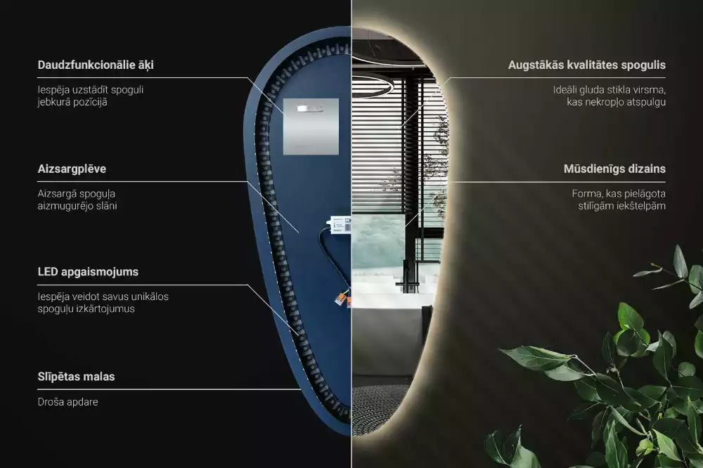 Spiegel tropfenform beleuchtet