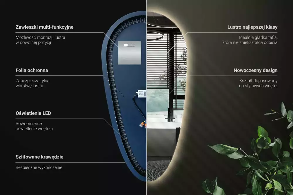 Spiegel tropfenform beleuchtet