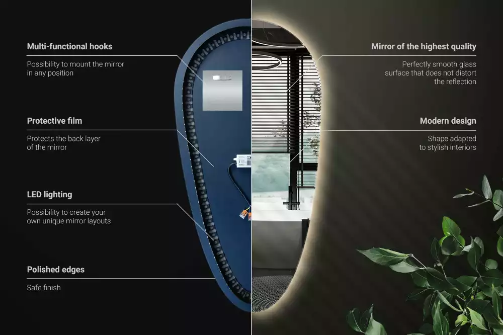 Spiegel tropfenform beleuchtet