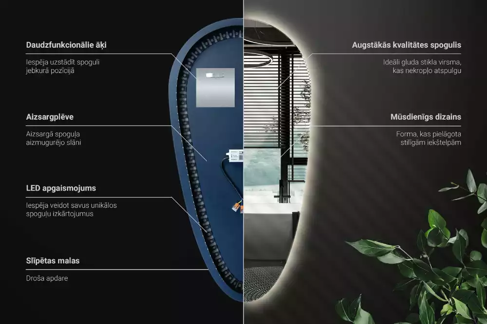 Spiegel tropfenform beleuchtet