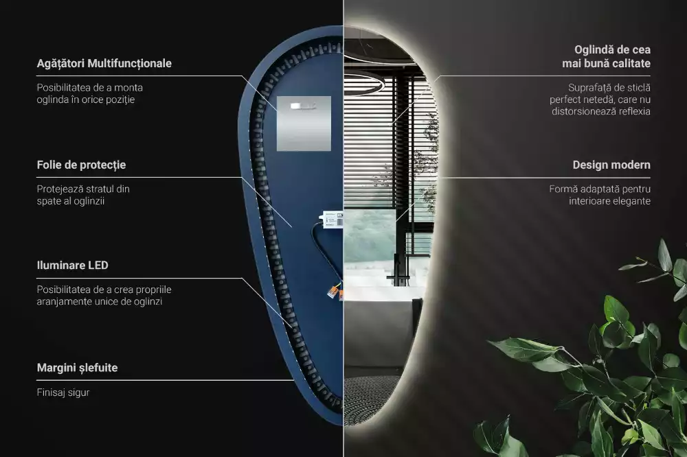 Spiegel tropfenform beleuchtet