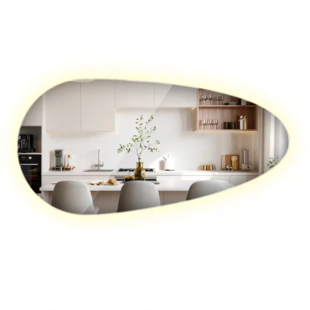 Spiegel tropfenform beleuchtet