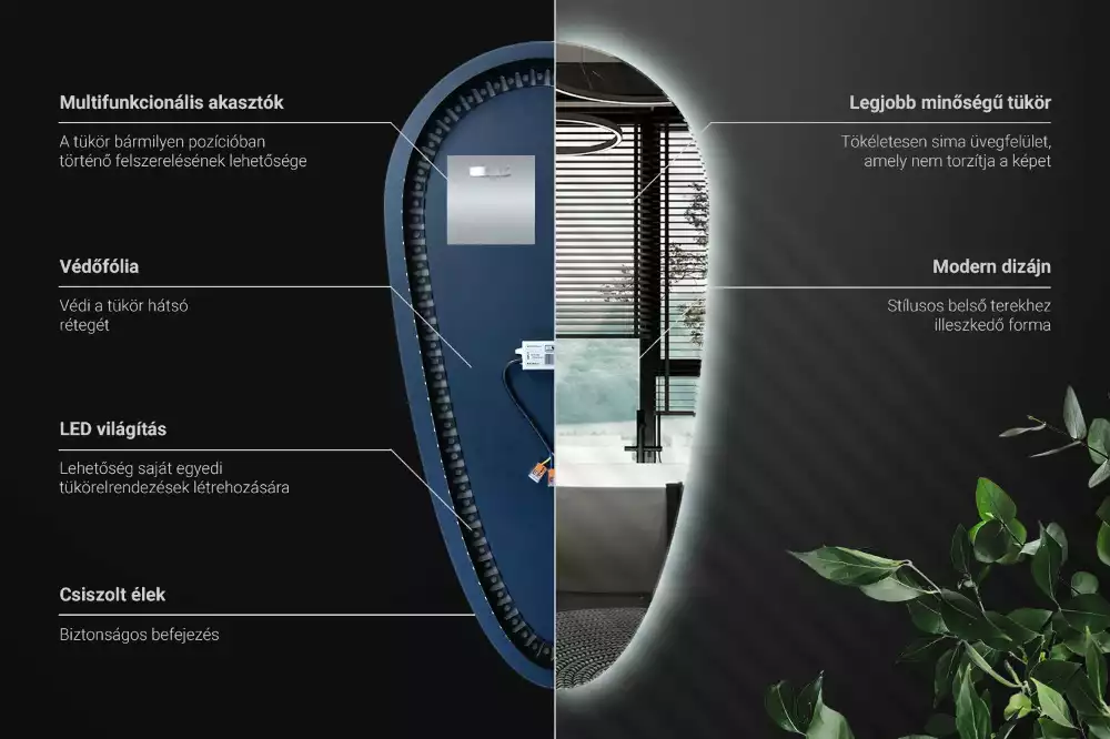 Spiegel tropfenform beleuchtet
