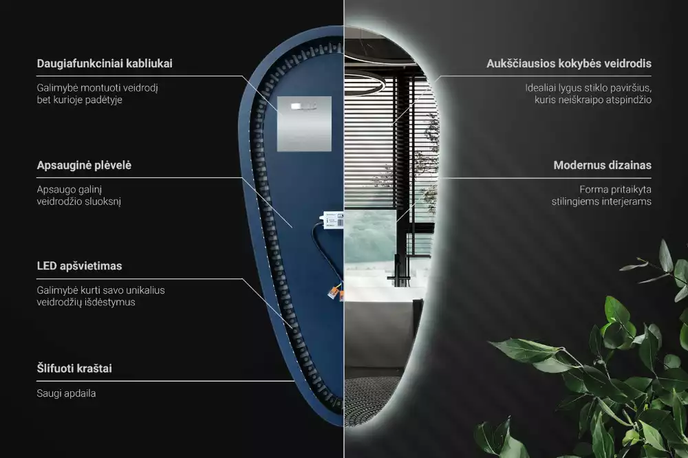 Spiegel tropfenform beleuchtet