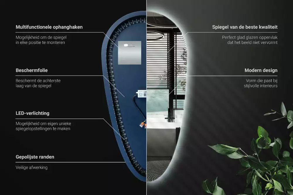 Spiegel tropfenform beleuchtet