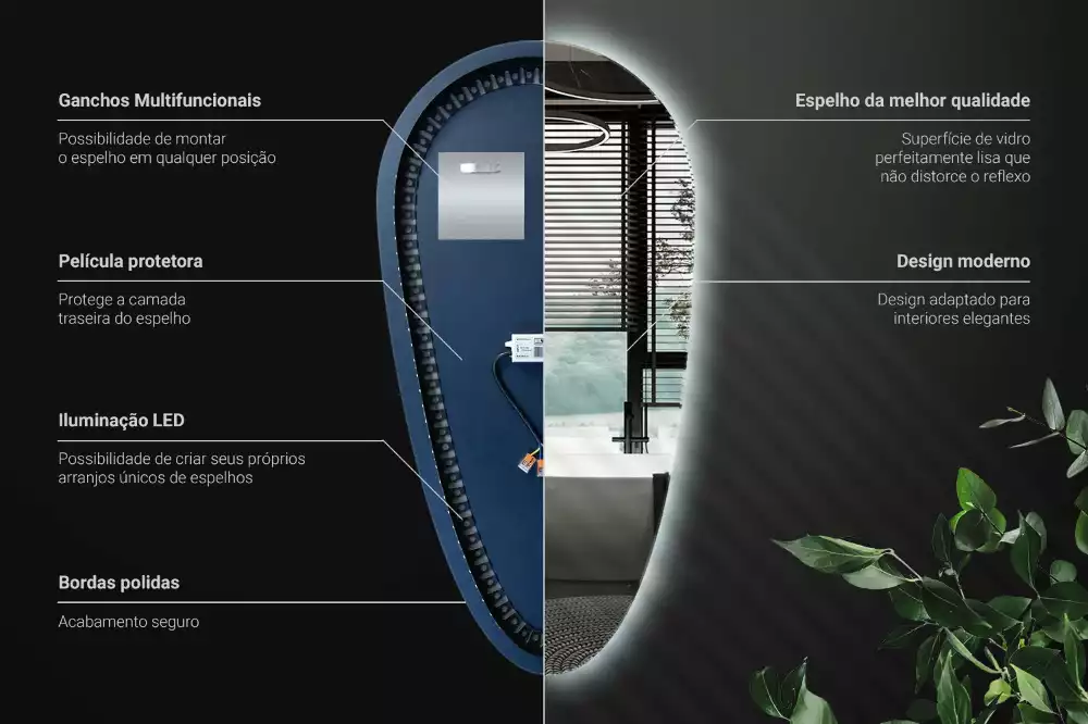 Spiegel tropfenform beleuchtet