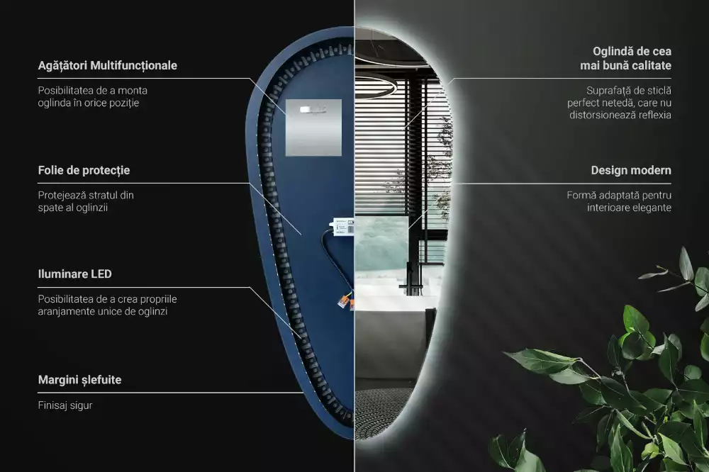 Spiegel tropfenform beleuchtet