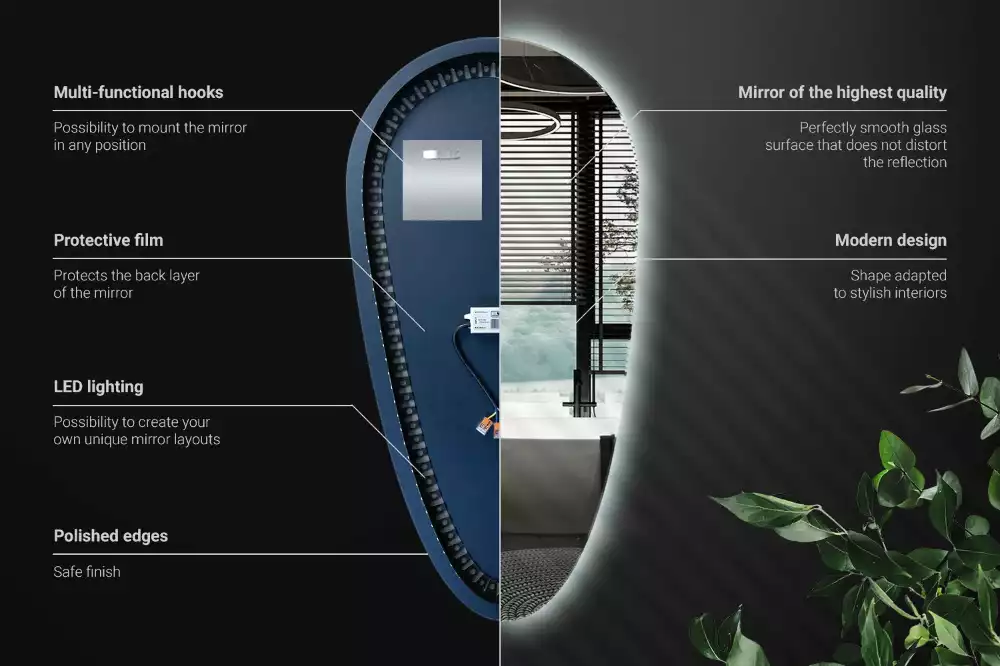 Spiegel tropfenform beleuchtet