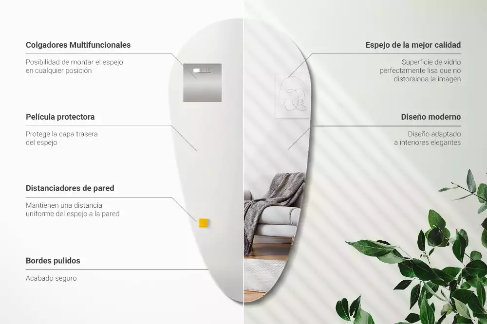 Spiegel in tropfenform wandabfall