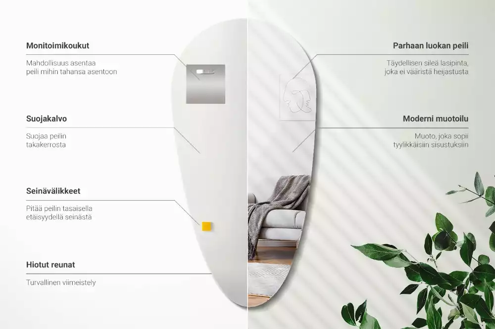 Spiegel in tropfenform wandabfall