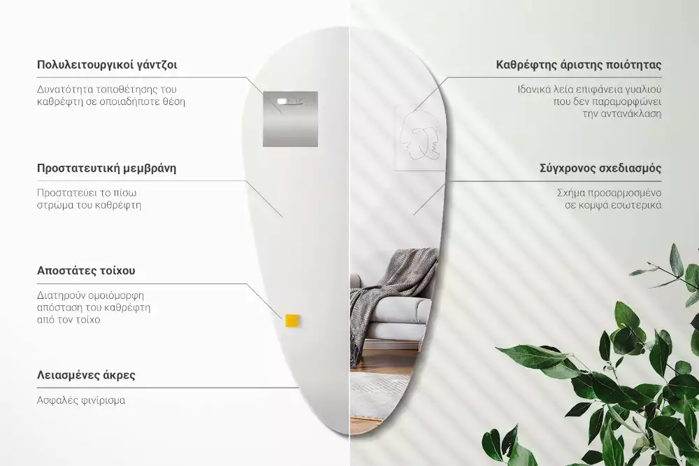 Spiegel in tropfenform wandabfall