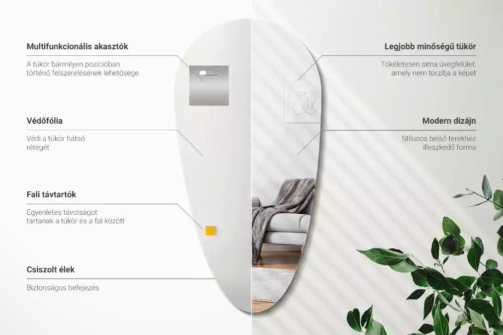 Spiegel in tropfenform wandabfall