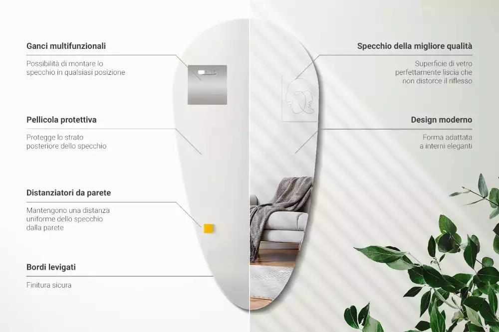 Spiegel in tropfenform wandabfall