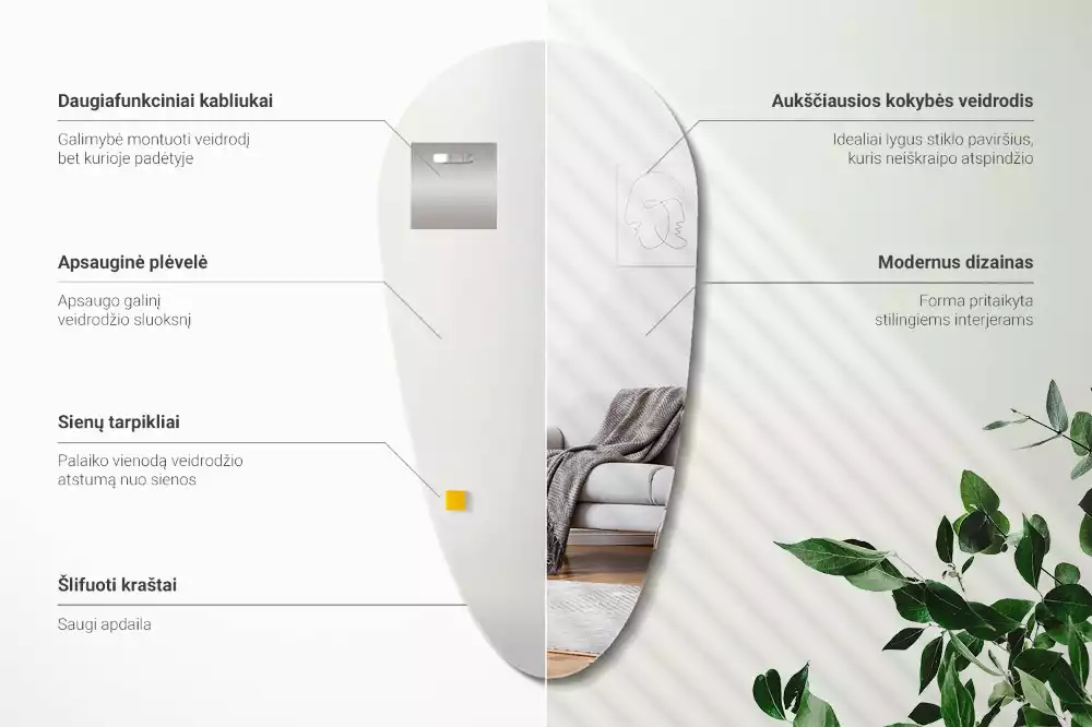 Spiegel in tropfenform wandabfall