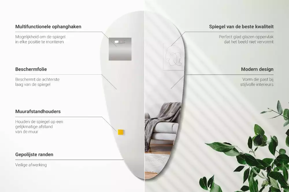 Spiegel in tropfenform wandabfall