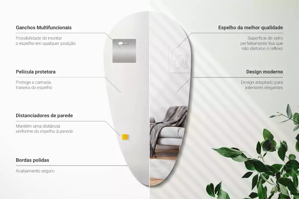 Spiegel in tropfenform wandabfall