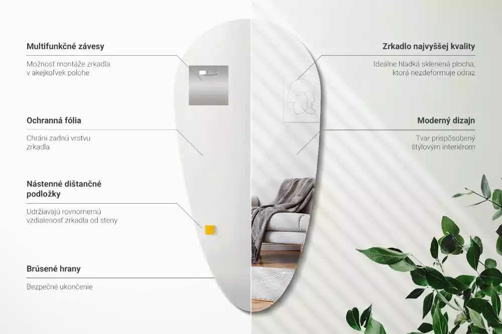 Spiegel in tropfenform wandabfall