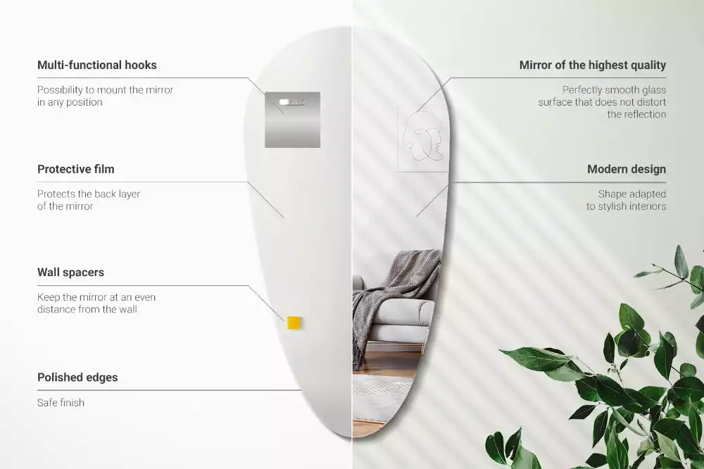 Spiegel in tropfenform wandabfall