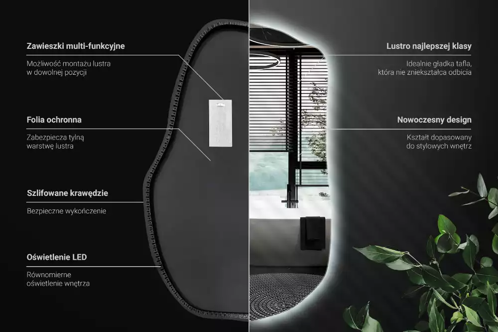 Unförmiger spiegel beleuchtet auffällige Ergänzung