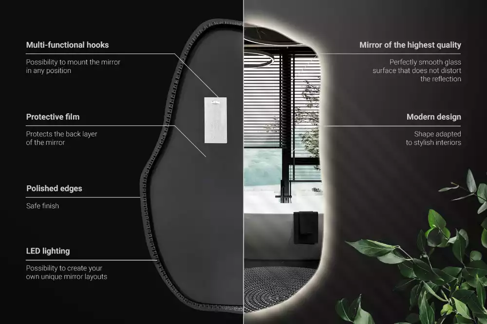 Unförmiger spiegel beleuchtet auffällige Ergänzung