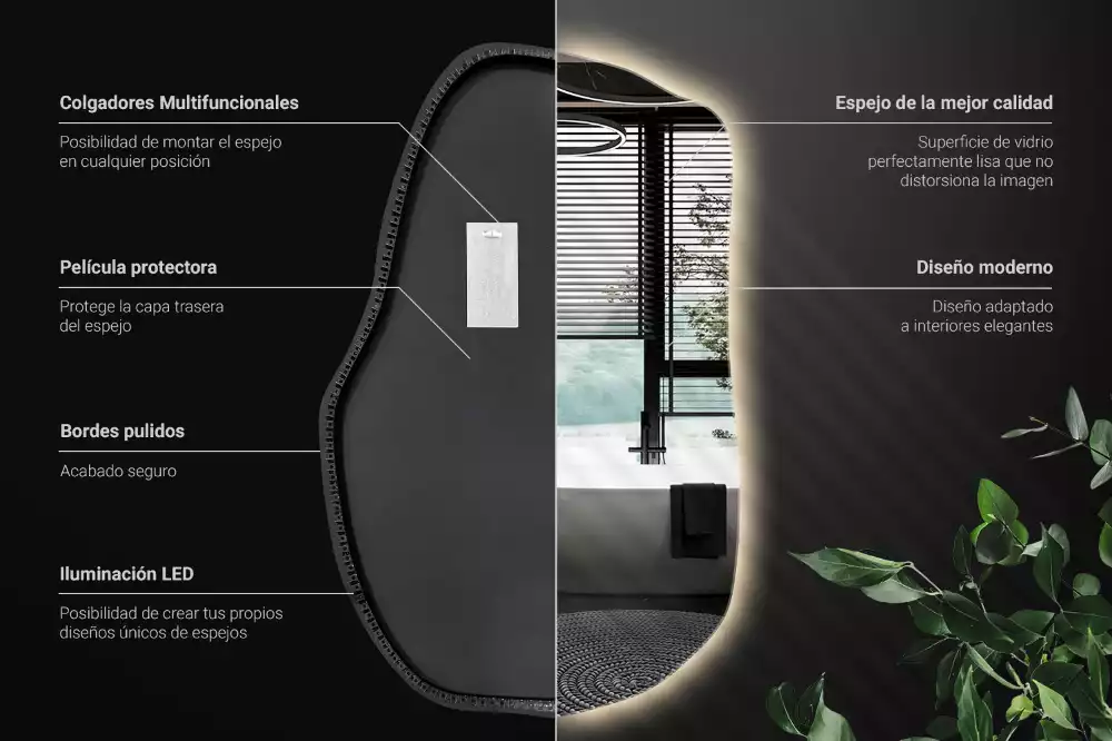 Unförmiger spiegel beleuchtet auffällige Ergänzung