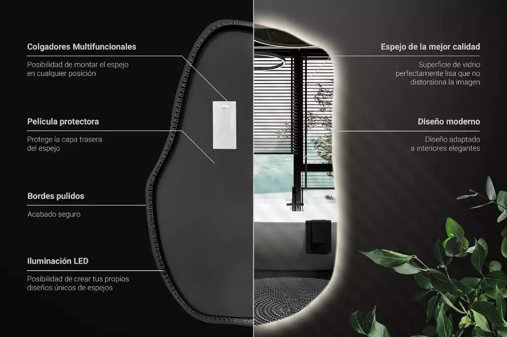 Unförmiger spiegel beleuchtet auffällige Ergänzung