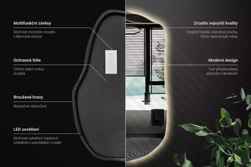 Unförmiger spiegel beleuchtet auffällige Ergänzung