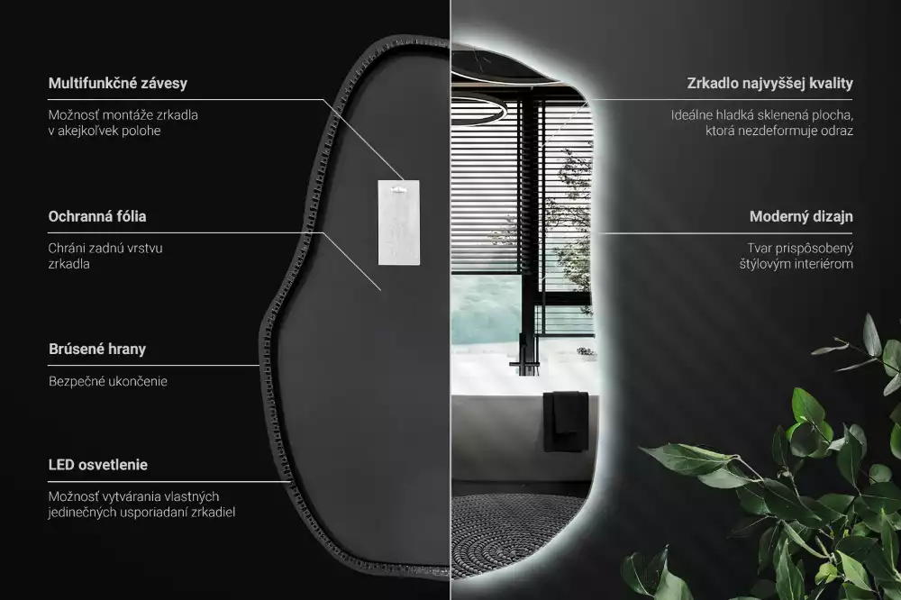 Unförmiger spiegel beleuchtet auffällige Ergänzung