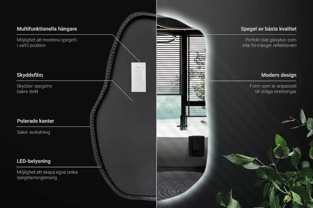 Unförmiger spiegel beleuchtet auffällige Ergänzung