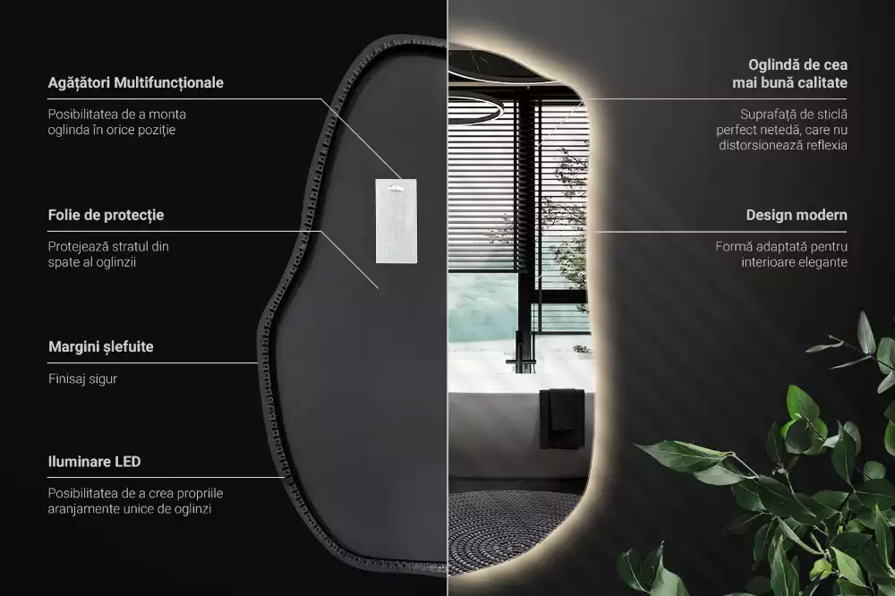 Unförmiger spiegel beleuchtet auffällige Ergänzung