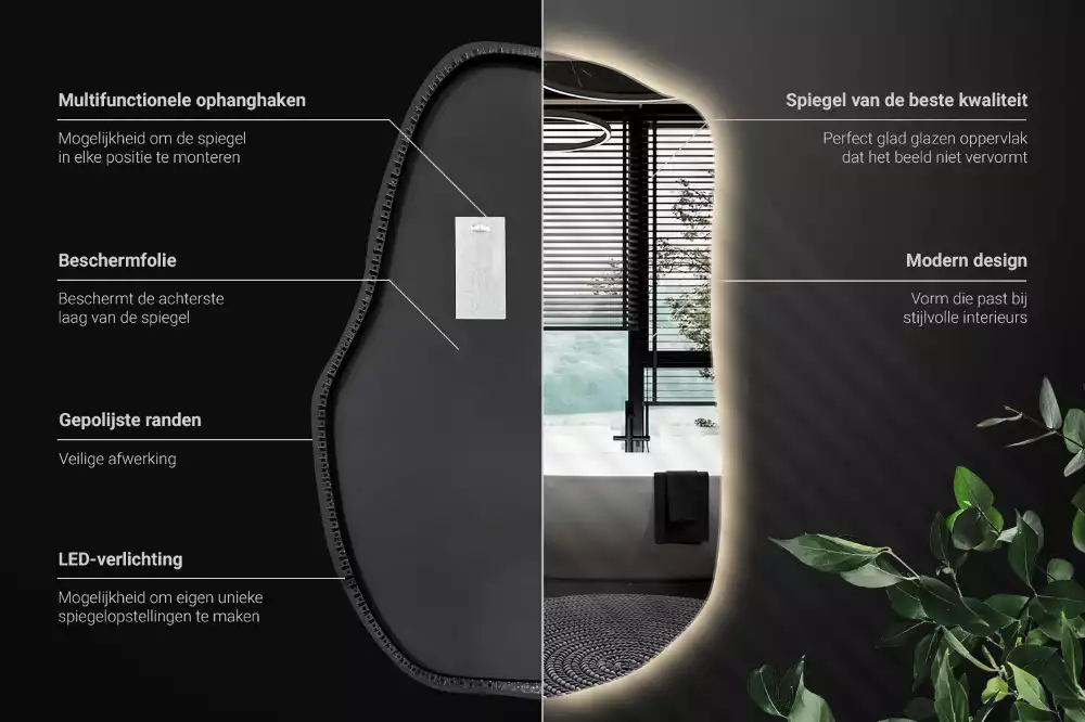 Unförmiger spiegel beleuchtet auffällige Ergänzung