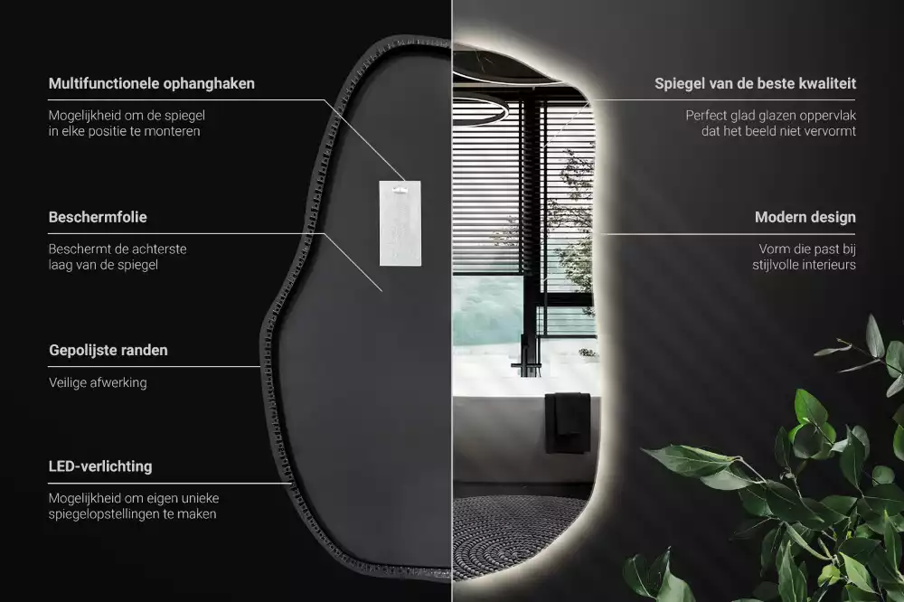 Unförmiger spiegel beleuchtet auffällige Ergänzung
