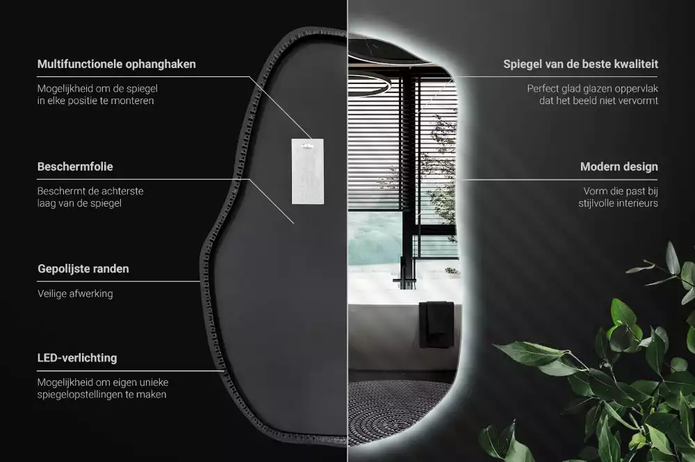 Unförmiger spiegel beleuchtet auffällige Ergänzung